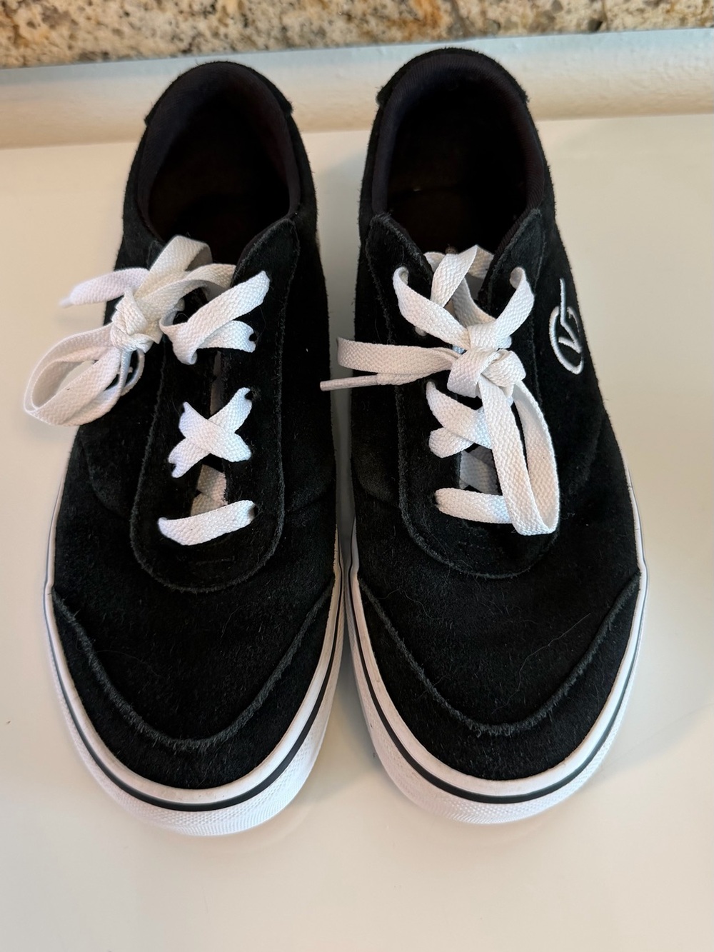 Vans Black and White Suede Sneakers